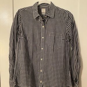 Navy and white gingham button up.